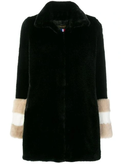 Shop La Seine & Moi Carene Fur-sleeved Coat In Black