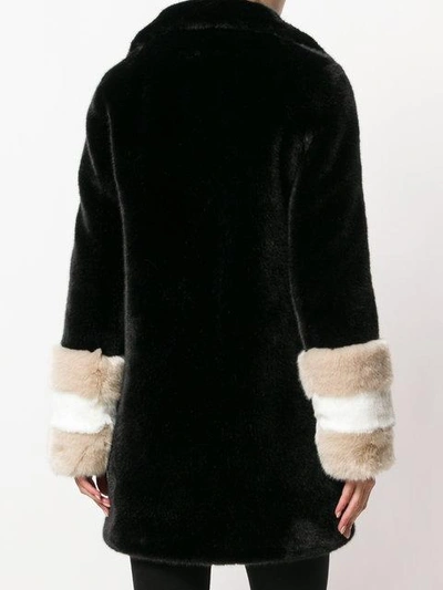 Shop La Seine & Moi Carene Fur-sleeved Coat In Black