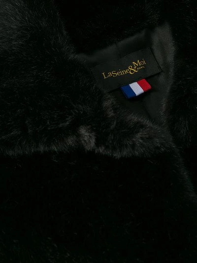 Shop La Seine & Moi Carene Fur-sleeved Coat In Black