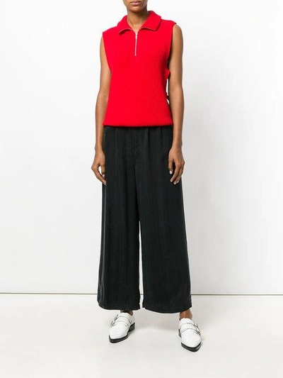 Shop Mm6 Maison Margiela High-waist Wide Leg Trousers - Black