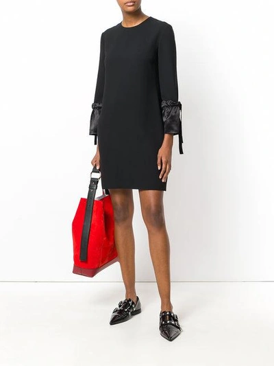 Shop Victoria Victoria Beckham Contrast Cuff Dress In Black