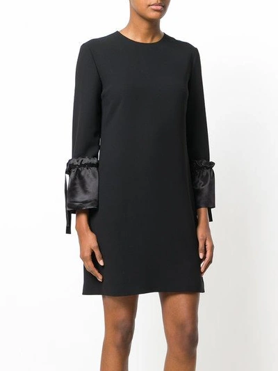 Shop Victoria Victoria Beckham Contrast Cuff Dress In Black