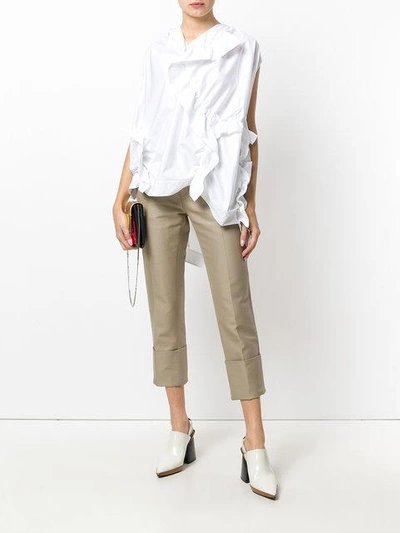Shop Marni Cropped Chino Trousers - Neutrals