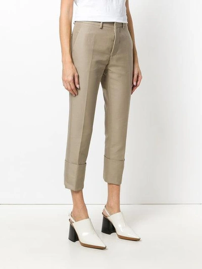 Shop Marni Cropped Chino Trousers - Neutrals