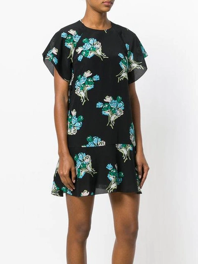 Shop Red Valentino Floral Mini Dress In Black