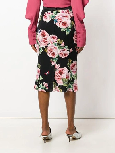 Shop Dolce & Gabbana Rose Print Skirt - Black