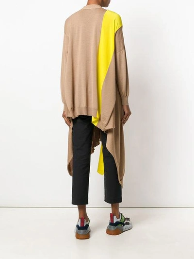 Shop Stella Mccartney Asymmetric Stripe Soft-knit Cardigan - Neutrals