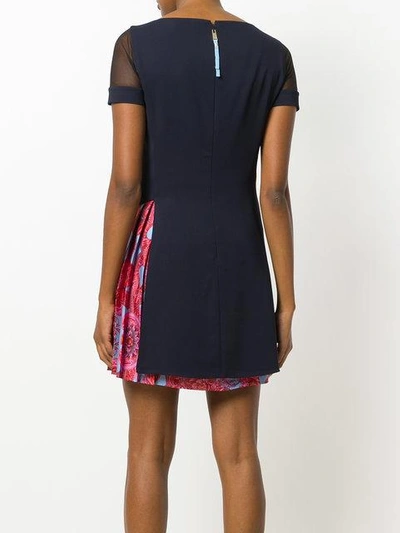 Shop Versace Pleated Detail Dress - Blue