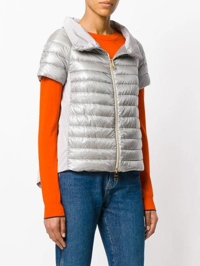 Shop Herno Cropped Down Jacket In Grey
