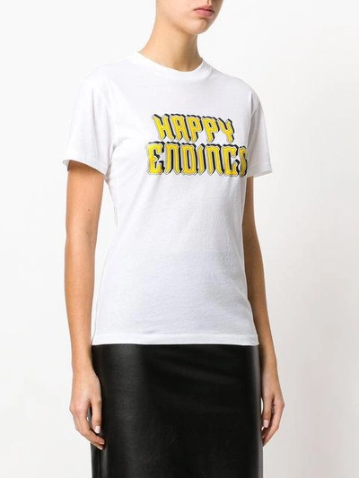 Shop Ganni 'happy Endings' Slogan T-shirt
