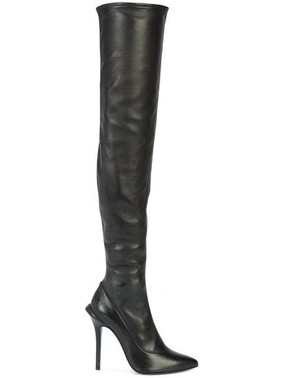 Shop Roberto Cavalli Knee Length Boots   In Black