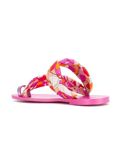 Shop Emilio Pucci Printed Toe Ring Slides In Pink