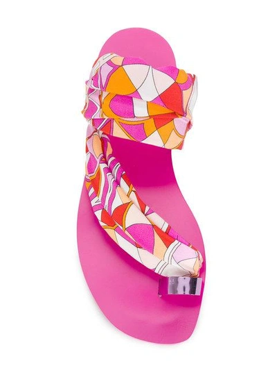 Shop Emilio Pucci Printed Toe Ring Slides In Pink