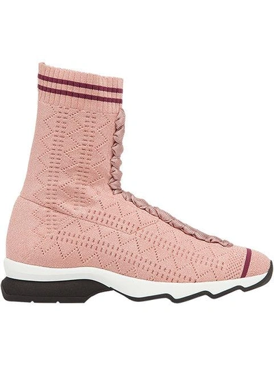 Shop Fendi Ribbed High-top Sneakers - Pink & Purple