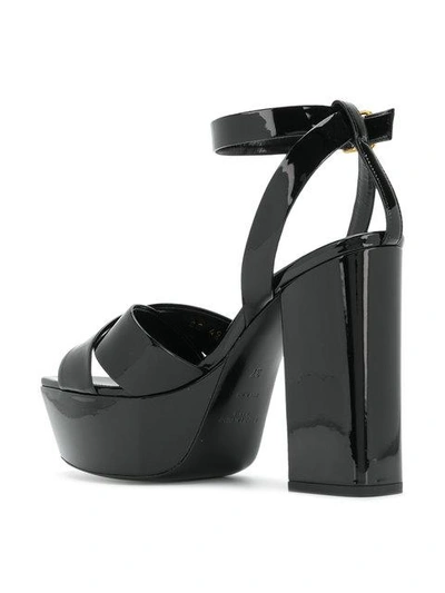 Shop Saint Laurent Platform Crossover Strap Sandals In Black