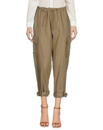 Shop Yohji Yamamoto Cropped Pants & Culottes In Khaki