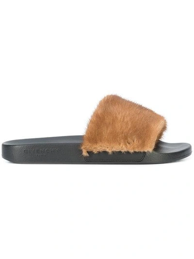 Shop Givenchy Rabbit Fur Slides