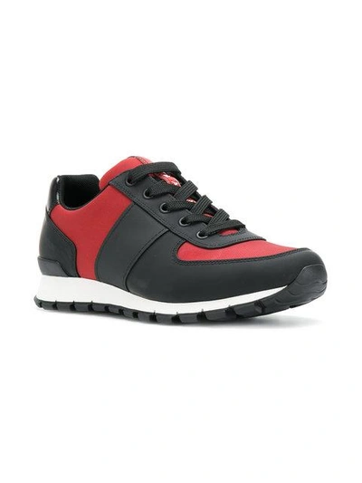 Shop Prada Panelled Sporty Sneakers - Black