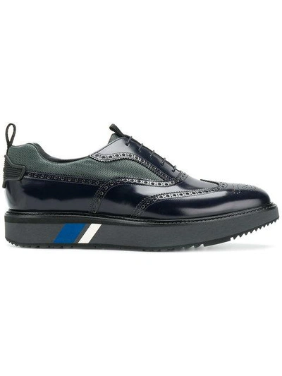 Shop Prada Exaggerated Sole Brogues In Blue