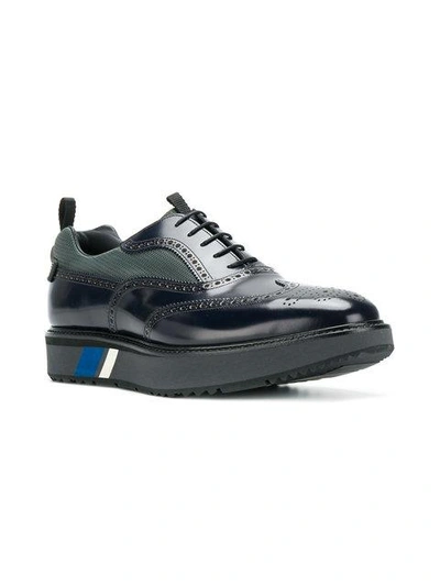 Shop Prada Exaggerated Sole Brogues In Blue