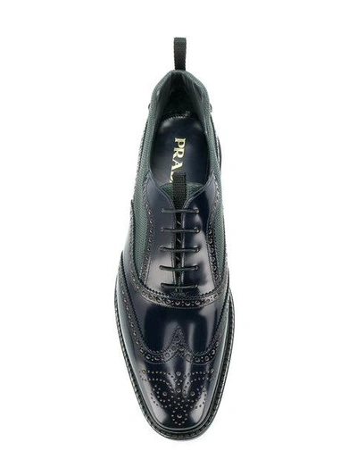 Shop Prada Exaggerated Sole Brogues In Blue