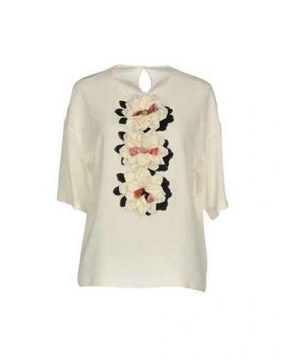 Shop Dolce & Gabbana Woman Top Ivory Size 4 Silk In White