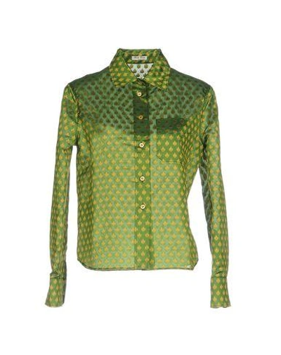 Shop Miu Miu Patterned Shirts & Blouses In Green