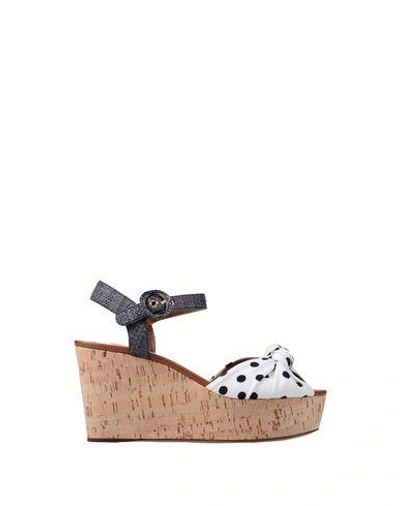 Dolce & Gabbana Polka Dot Wedge Sandals In White