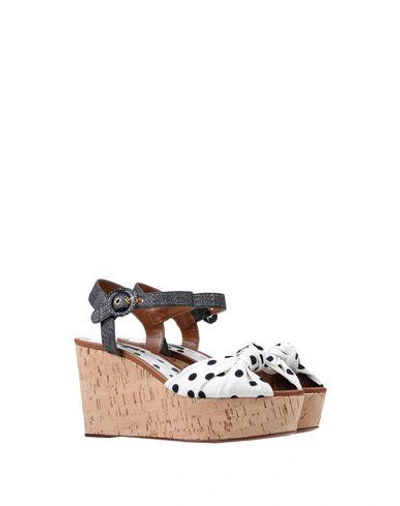 Dolce & Gabbana Polka Dot Wedge Sandals In White