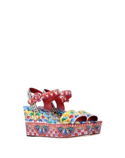 Shop Dolce & Gabbana Woman Sandals Red Size 5.5 Polyurethane, Polyester, Cotton