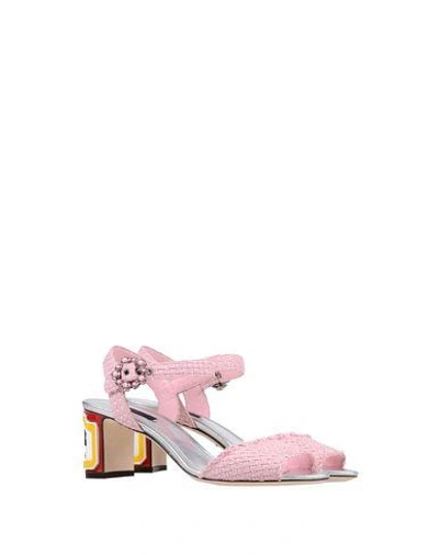 Shop Dolce & Gabbana Woman Sandals Pink Size 6.5 Viscose, Cotton, Raffia