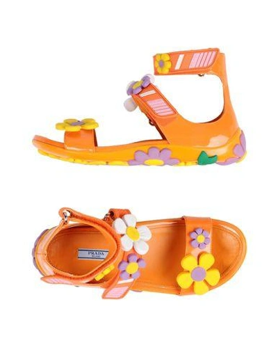 Shop Prada Sandals In Orange