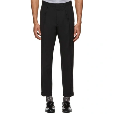 Shop Prada Black Wool Baggy Trousers In F0002-nero