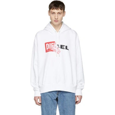 Shop Diesel White S-alby Hoodie In 100 White