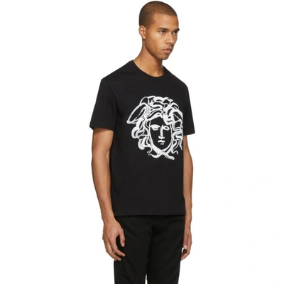 Shop Versace Black Painted Medusa T-shirt