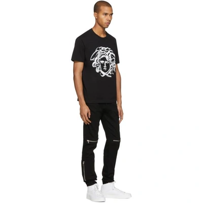 Shop Versace Black Painted Medusa T-shirt