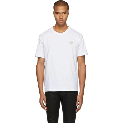 Shop Versace White And Gold Medusa Head T-shirt In A93a White