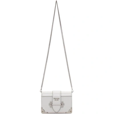 Prada Small Cahier Polished Leather Bag In White | ModeSens