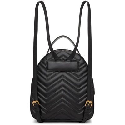 Shop Gucci Black Gg Marmont Quilted Chevron Backpack In 1000 Black