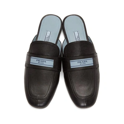 Shop Prada Black Logo Tag Slippers In F0002 Black