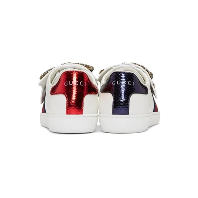 Shop Gucci White Crystal Bow Ace Sneakers
