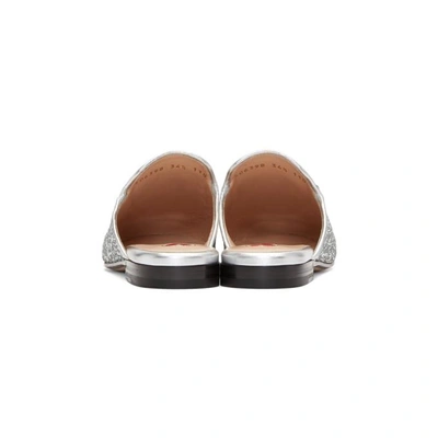 Shop Gucci Silver Glitter Princetown Slippers