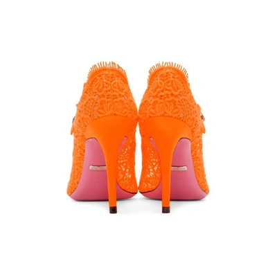 Shop Gucci Orange Virginia Lace Mary Jane Heels