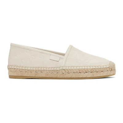 Shop Gucci Off-white  Signature Pilar Espadrilles In 9022 White