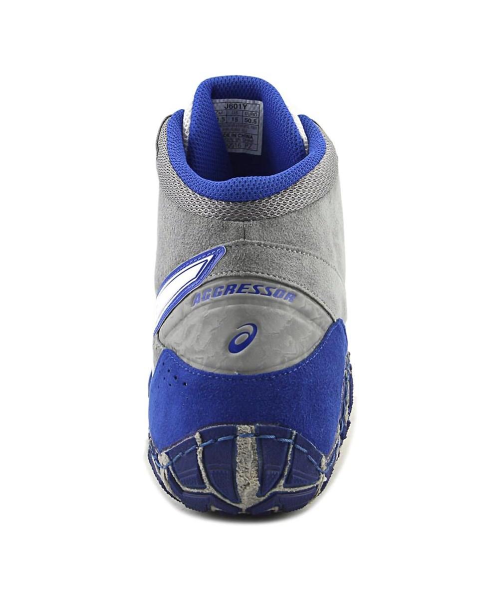 asics aggressor 1 grey royal blue