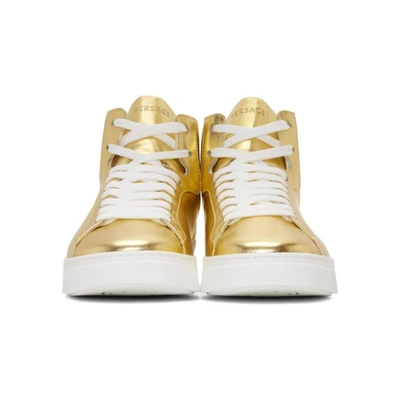 Shop Versace Gold Back Medusa Head High-top Sneakers In D91 Gold