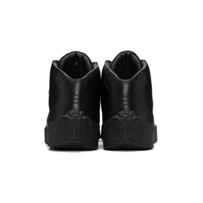 Shop Versace Black Back Medusa Head High-top Sneakers In D41 Black