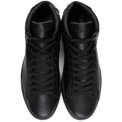 Shop Versace Black Back Medusa Head High-top Sneakers In D41 Black