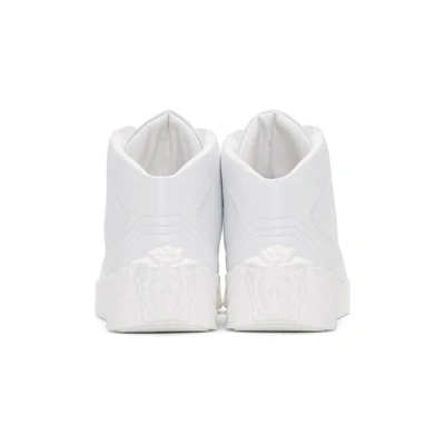 Shop Versace White Back Medusa Head High-top Sneakers In D01 White
