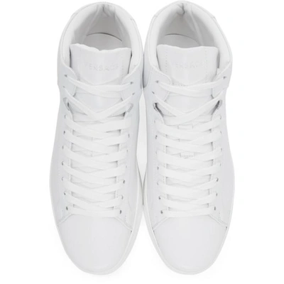 Shop Versace White Back Medusa Head High-top Sneakers In D01 White